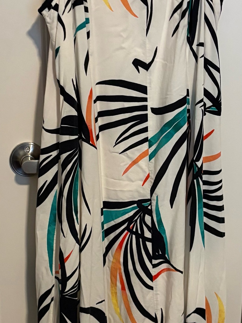 torrid White Tropical Print Maxi Dress with Black, Teal & Orange Accents